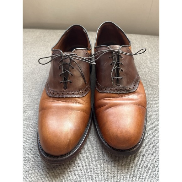 Allen Edmonds Shelton Two Tone Saddle‎ Oxford Brown Dress Shoe men SZ 14B EUC main image 9